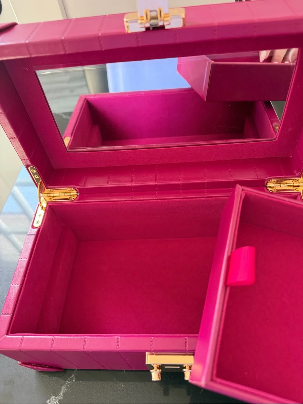 Pink Structured Jewelry Case with Gold Lock